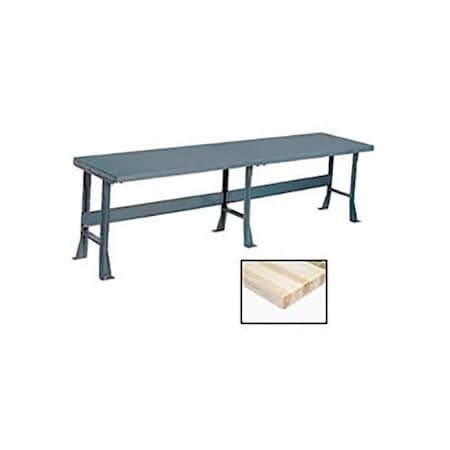 Global Industrial Production Workbench w/ Maple Square Edge Top, 96inW x 30inD, Gray 300732